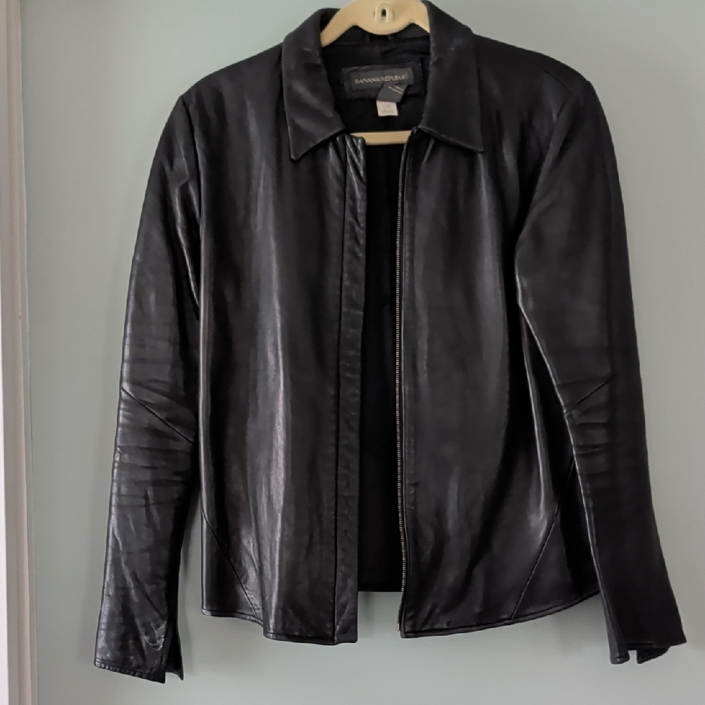 Banana Republic Dark Leather Outerwear